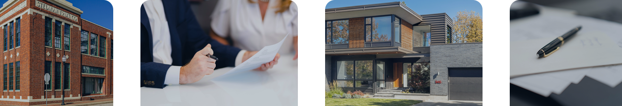 Foundational Planning Hero Image Collage Modern residential architecture and interior details representing structure, stability, and foundational estate planning.